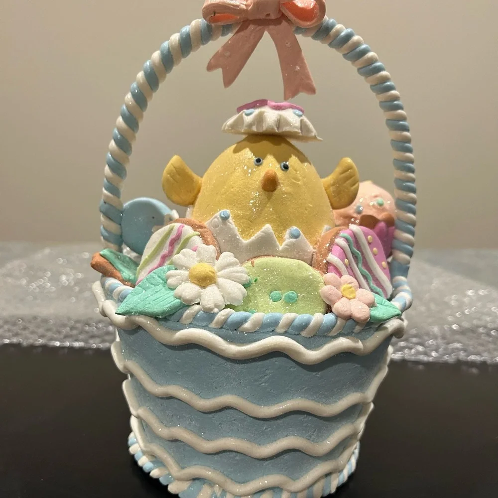 Valerie Parr Hill Light-Up Easter Chick Basket VHTF Glittery